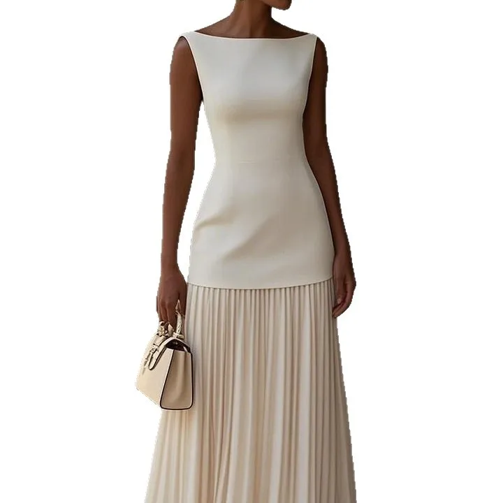 2025 Solid Color Sleeveless Knitted Vest + Knitted Skirt Set Two-piece Set European and American Women's Clothing