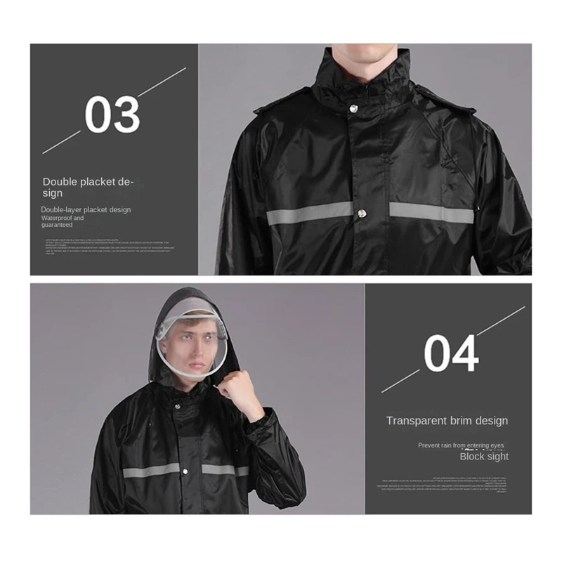 Thickened PVC Split Waterproof Raincoat For Men's Motorcycle Impermeable Rain Jacket Pants Suit Protective Rainwear