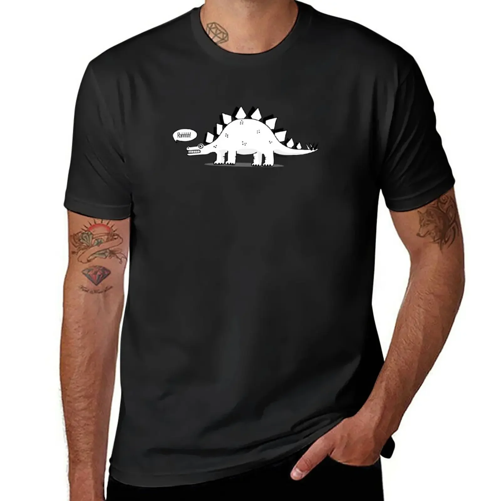 Cartoon Stegosaurus T-Shirt new edition funnys black t-shirts for men