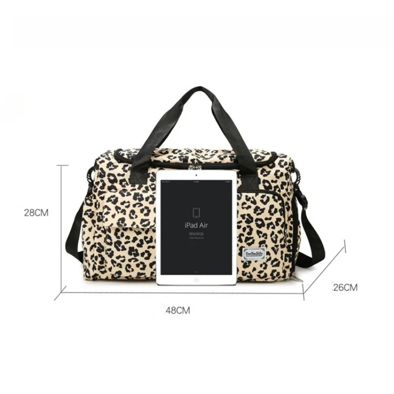 Leopard Large Capacity Luggage Bag Sports Fitness Travel Weekender Bag with Shoe Compartment Outdoor Swimming Yoga Bags