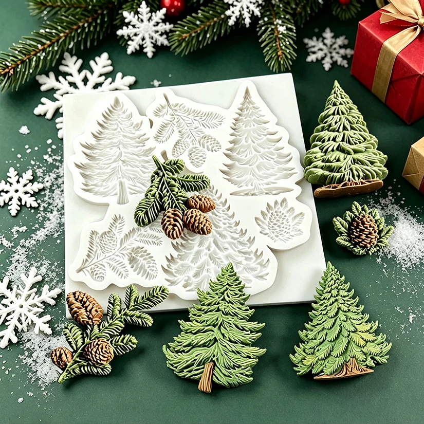 Christmas Tree Pine Cone Silicone Mold for Sugarcraft Resin Cupcake Baking Fondant Cake Decorating Tools