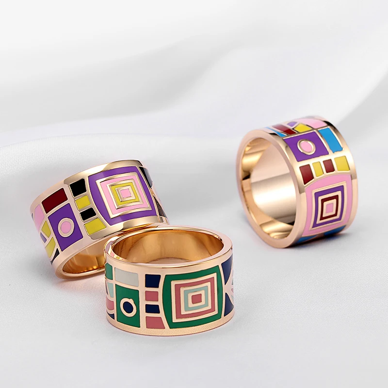 R&X stainless steel drip fashion colored enamel hot style in Europe and America national chain.scarves buckle ring