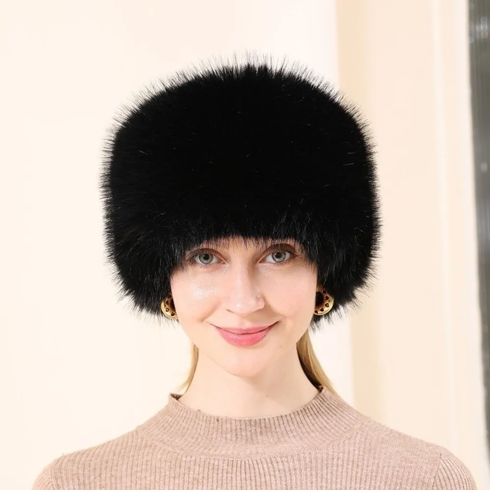 3Pcs/Set Simple Elastic Wide Fur Cuffs Hat Windproof Soft Headwraps Wrist Sleeves Empty Top Cap Warm Thick Hairband Spicy Girl
