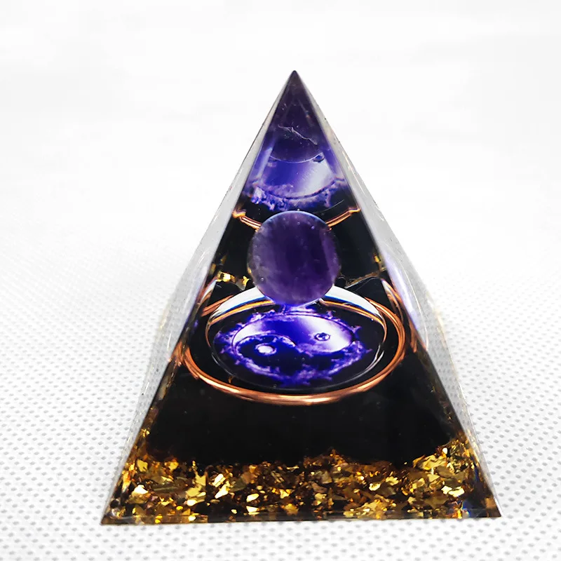 Exploding crystal gravel pyramid household resin dripping handicraft table ornament evil eye home decor