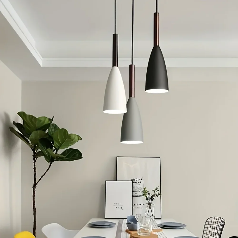 Nordic Modern 3-Light Pendant Chandelier – Soft Gradient Macaron Hues, Textured Metal Frame & Minimalist Silhouette
