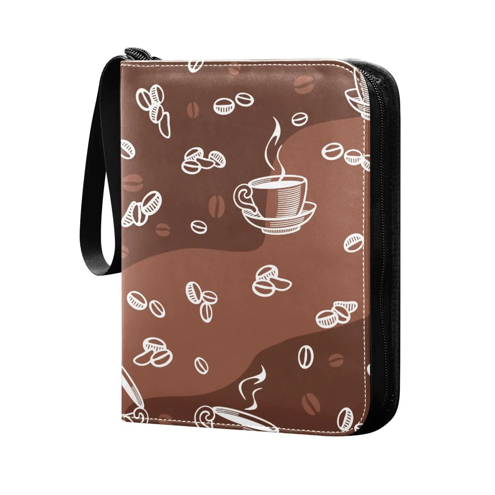 Coffee Beans Cup Card Binder 4 Pocket Card Binder 400 Double Sided Pocket Album Sport Game Cards Unique Card Collection Storage