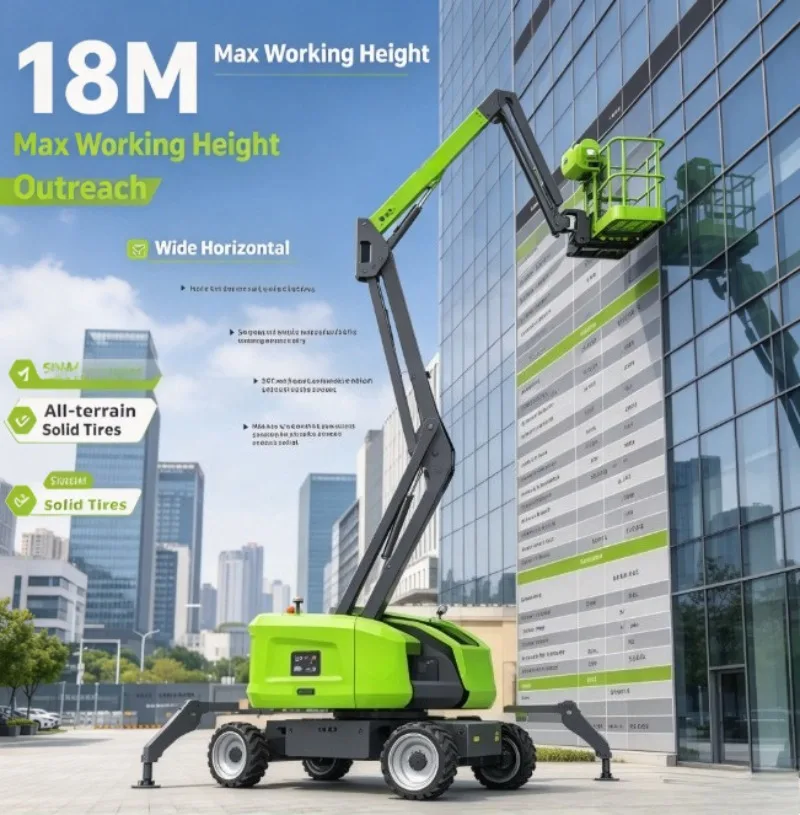 Articulating Boom Lift 19.38m Electric Cherry Picker AWP 250kg 360kg Load 12.1m Reach Flexible Articulated Arm Design