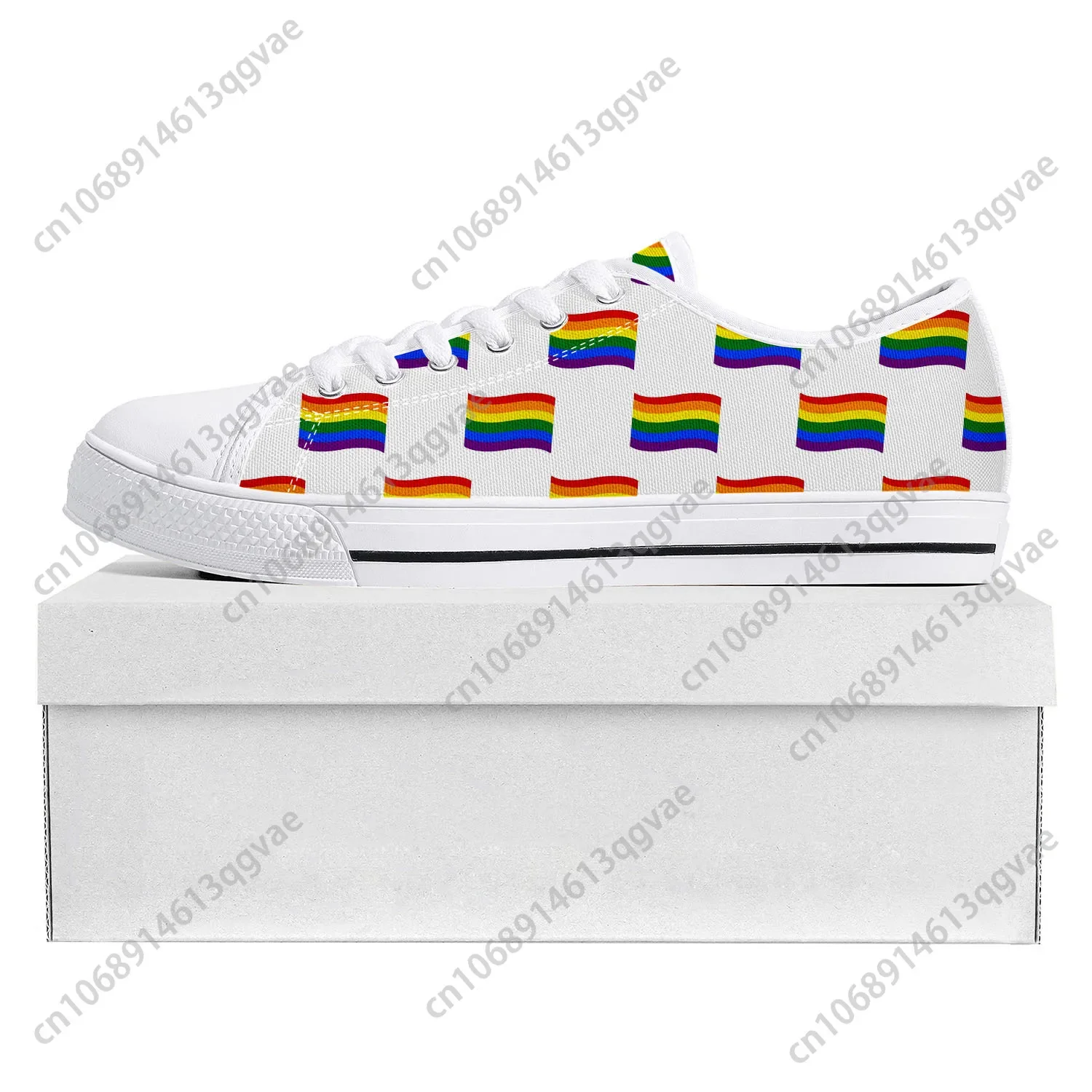 

Rainbow Flag Pattern Low Top Sneakers Mens Womens Canvas Sneaker Prode Casual Couple Shoes Custom Shoe