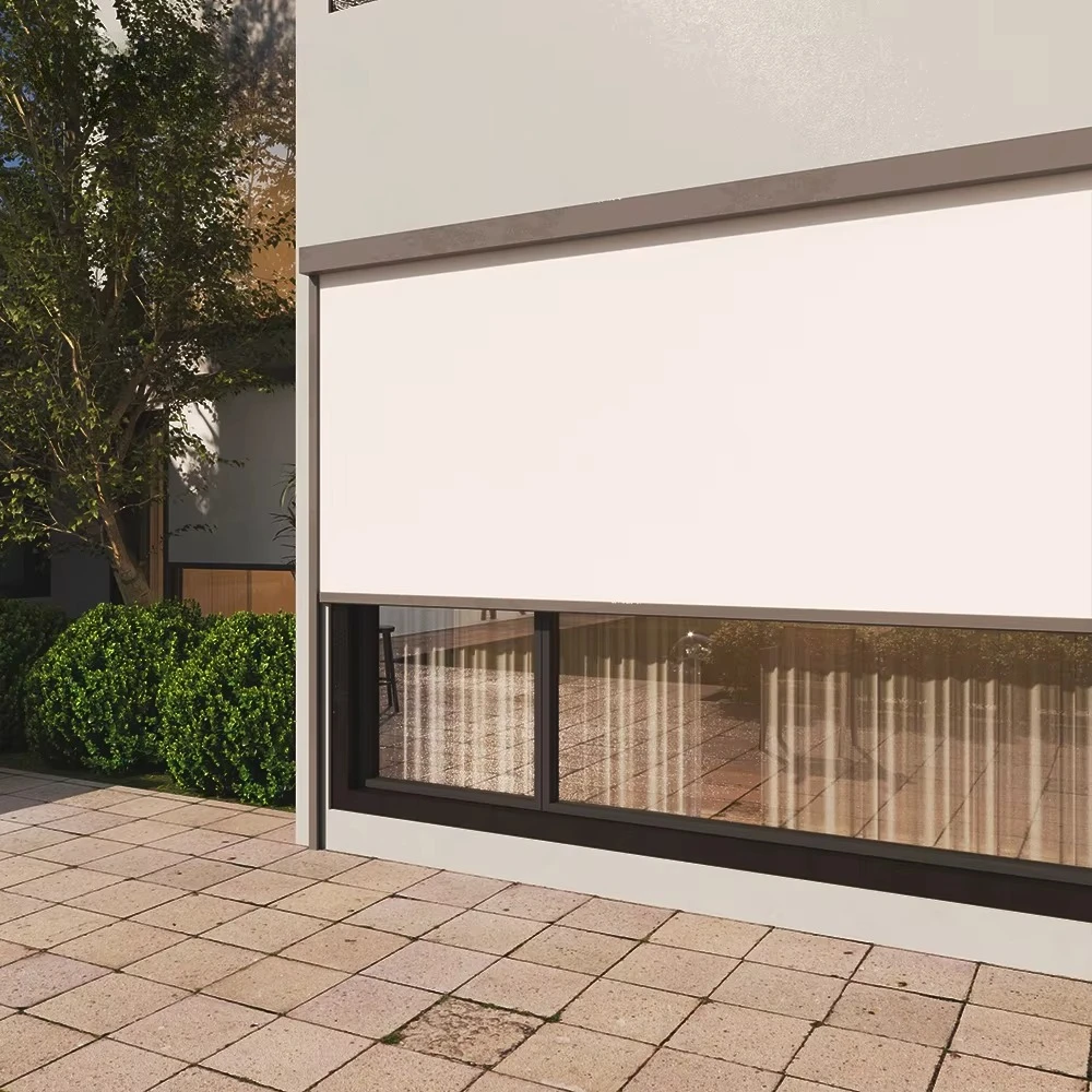 Heavy-duty Built-In Plain Windproof Blackout Motorized Outdoor Window Shades for Patio