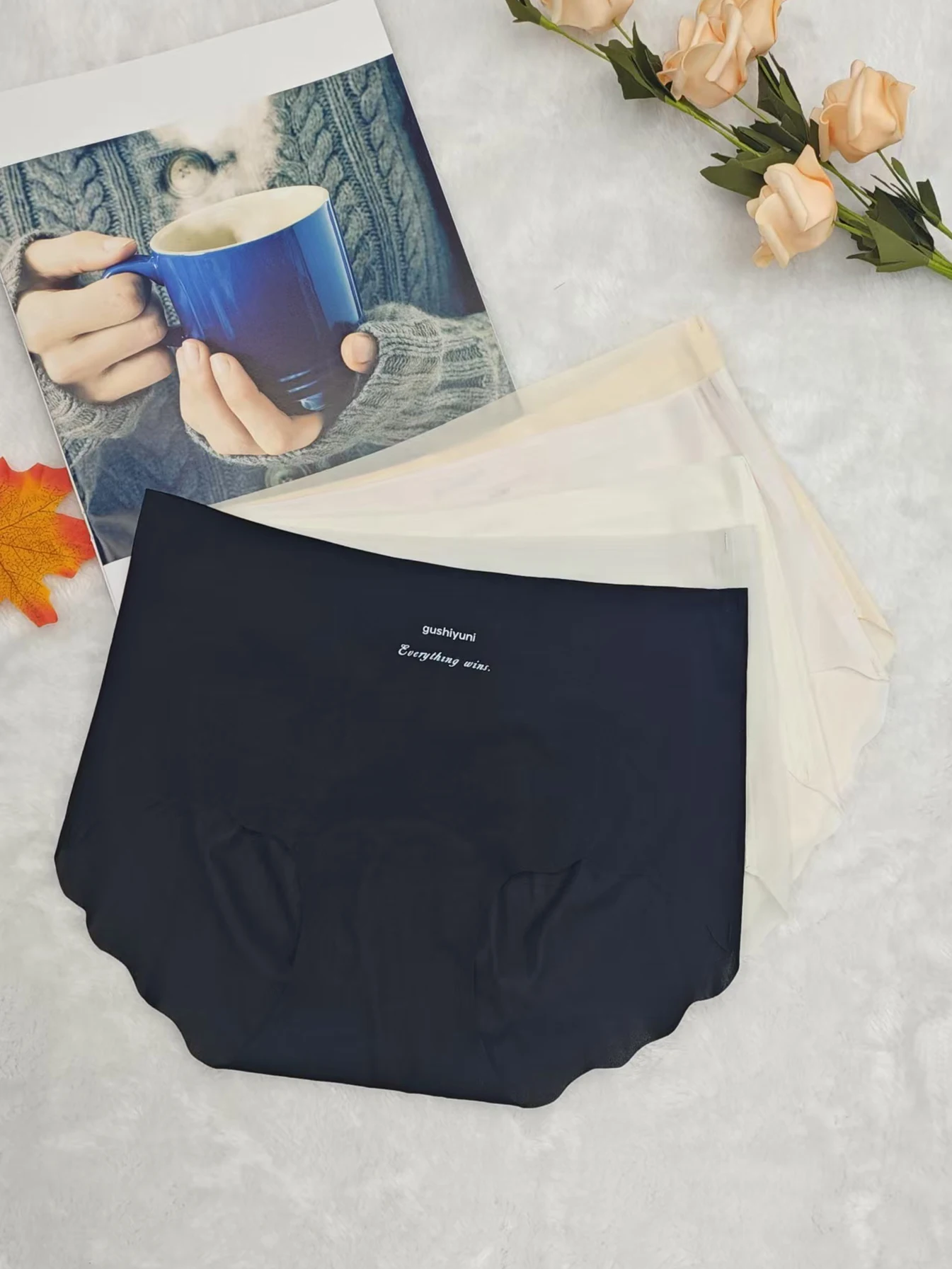 

5pcs/set semi-transparent 12D ultra-thin seamless women's underwear letter high-waist light and breathable ice silk underwear su