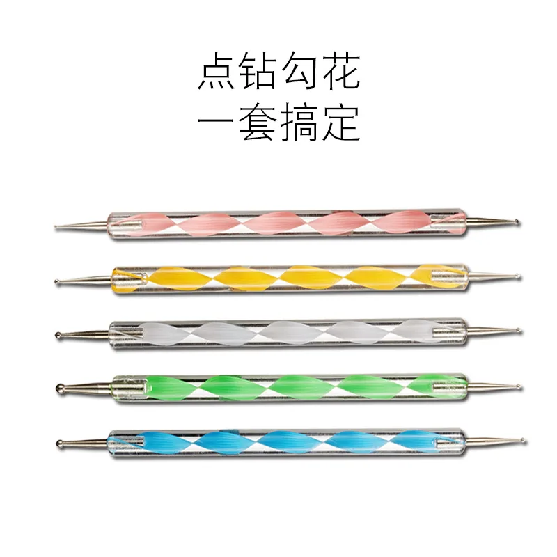 5個のクレヨンワックスプリントペンペンシル自己接着ラインストーンジェムドリルピッカーチップツールディサロンネイルアート