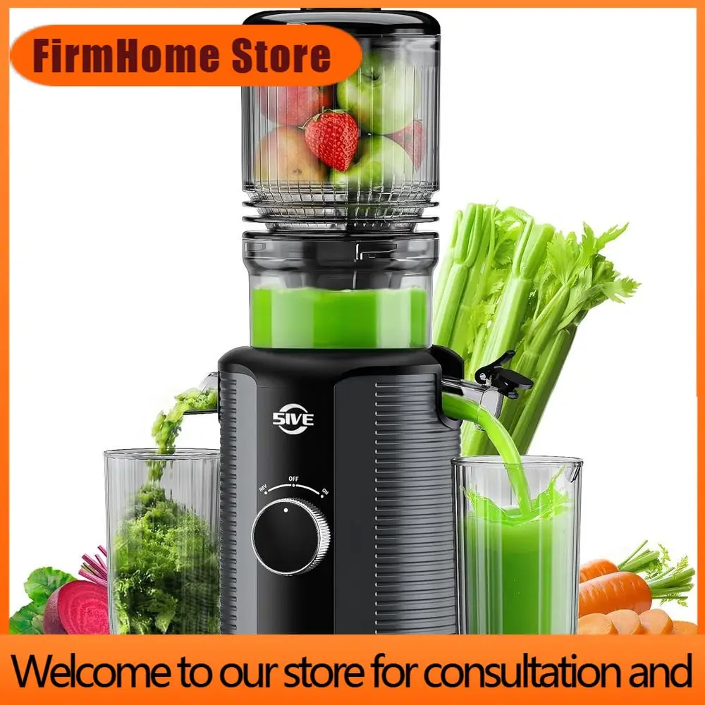 FirmHome StoreWide Chute Masticating Juicer, 5.1 Inch, 1.2L Slow Juicer For Whole Fruits & Vegetables, Easy Clean, Recipe Guide