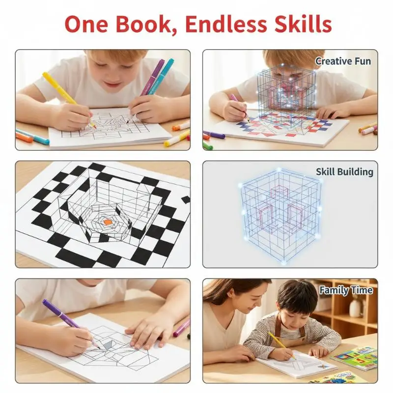 @*3D Magic Stereoscopic Painting Set Creative Fun Montessori Toy 1/4Pcs for Kindergarten Kids Early Learning Activities