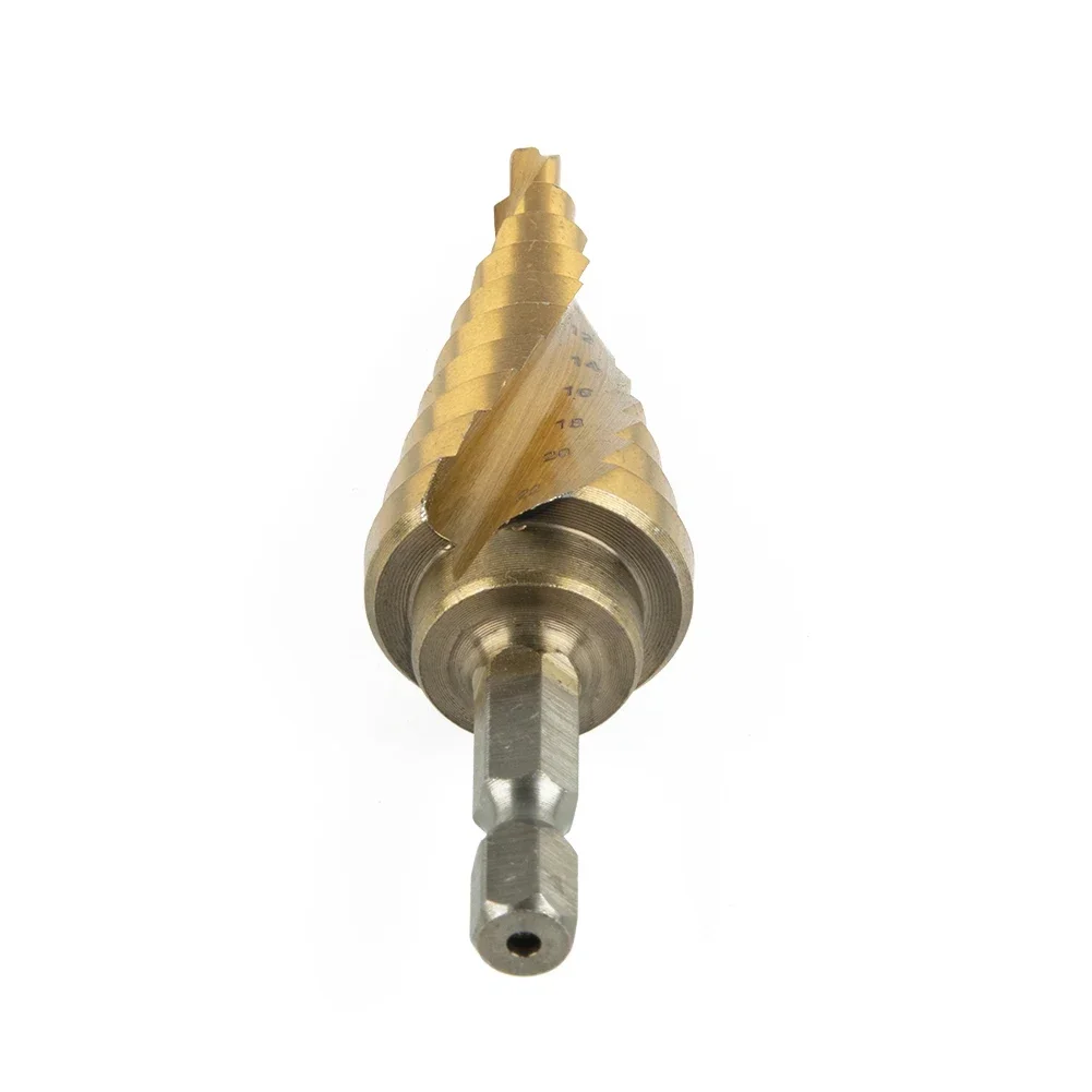 1Pc Step Drill Bit 4mm-22mm HSS Spiral-Groove Step Cone Drill Bit TitaniumCarbide Bit Wood Metal Hole Cutter Core Drilling Tool