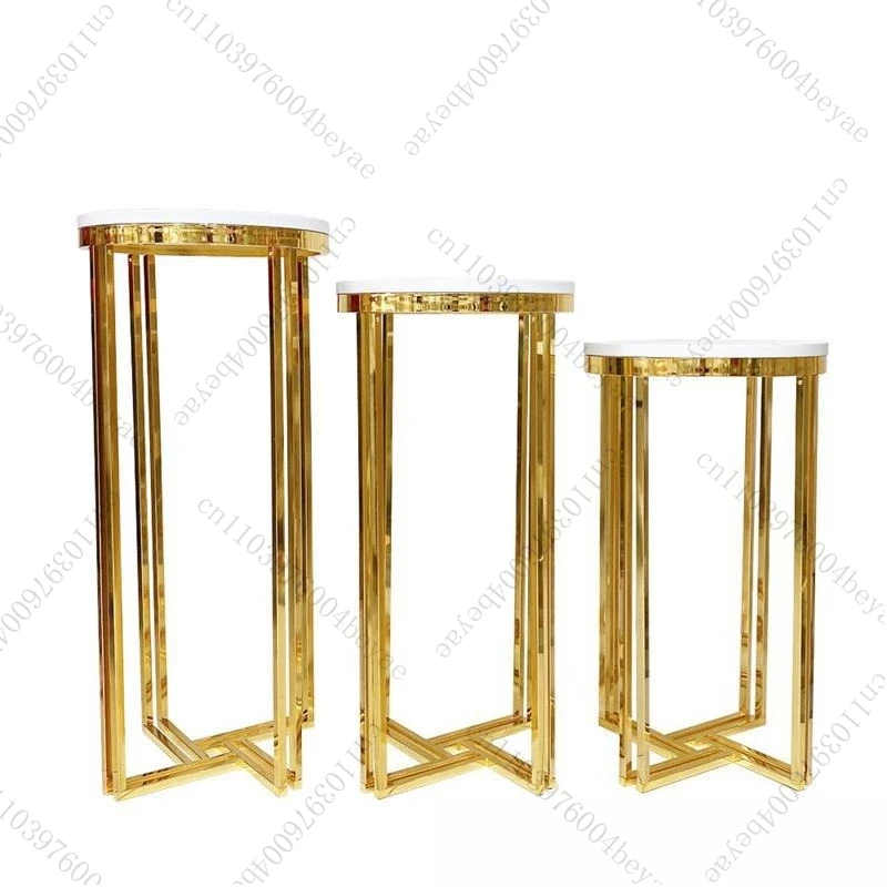 Wedding supplies hot sale metal gold shiny cake stand dessert table wedding base event decoration