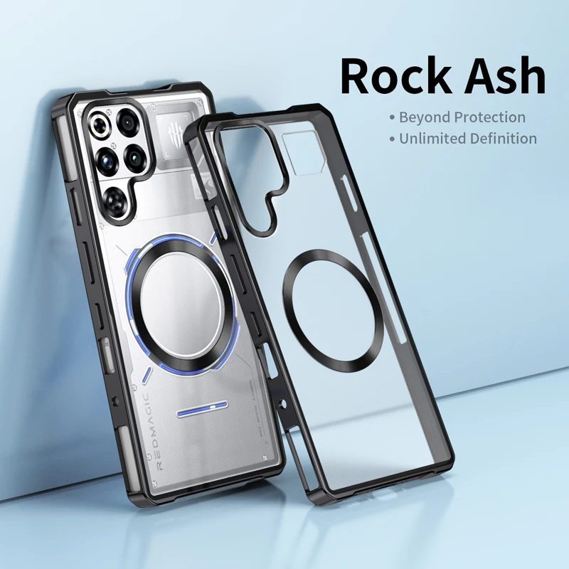 

Чехол для ZTE Nubia Red Magic 11 Pro Plus, ударопрочный, магнитный, полупрозрачный, матовый, из поликарбоната + рамка из алюминиевого сплава, с защитой от отпечатков пальцев