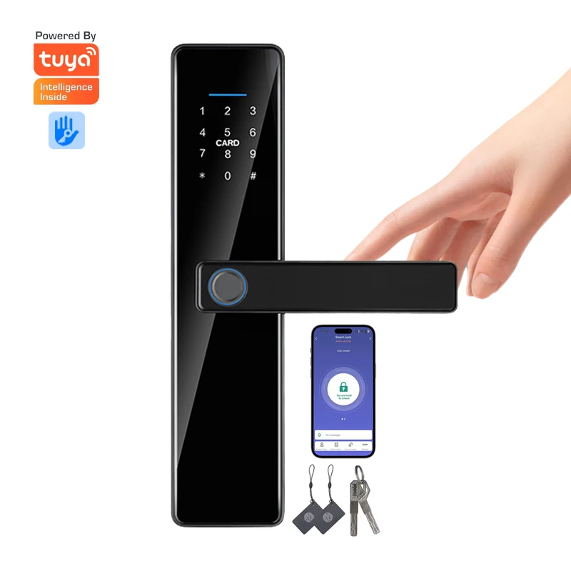 

Wifi Aluminium Fingerprint App Tuya Handle Smart Lock Electronic Key Security Digital Smart Door Lock