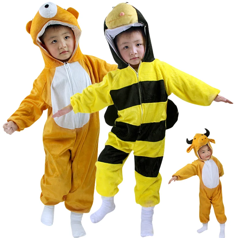 

Child Kids Animal Costume Cosplay Tiger Giraffe Rabbit Cow Pig Halloween Animals Costume Jumpsuit Stage Clothing for Boys Girls