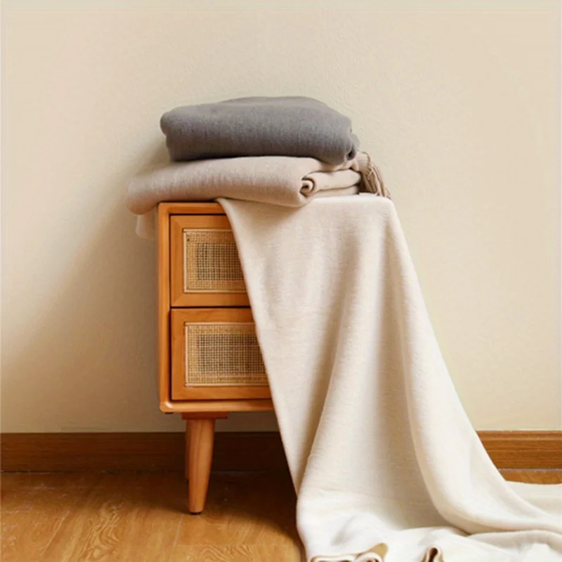 

1 шт., богемное одеяло с бахромой, мягкий теплый шарф ручной работы на все сезоны, подходит для дивана-кровати, кемпинга, путешествий, уютный домашний декоративный шарф