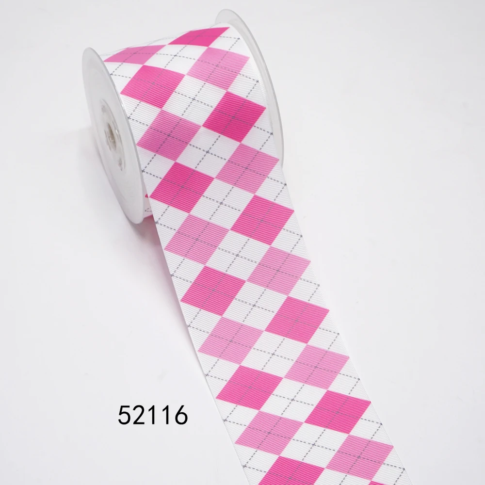 DIY Cartoon Grid Printed Grosgrain Ribbon For Craft Supplies Sewing Accessories 5 Yards. 50041