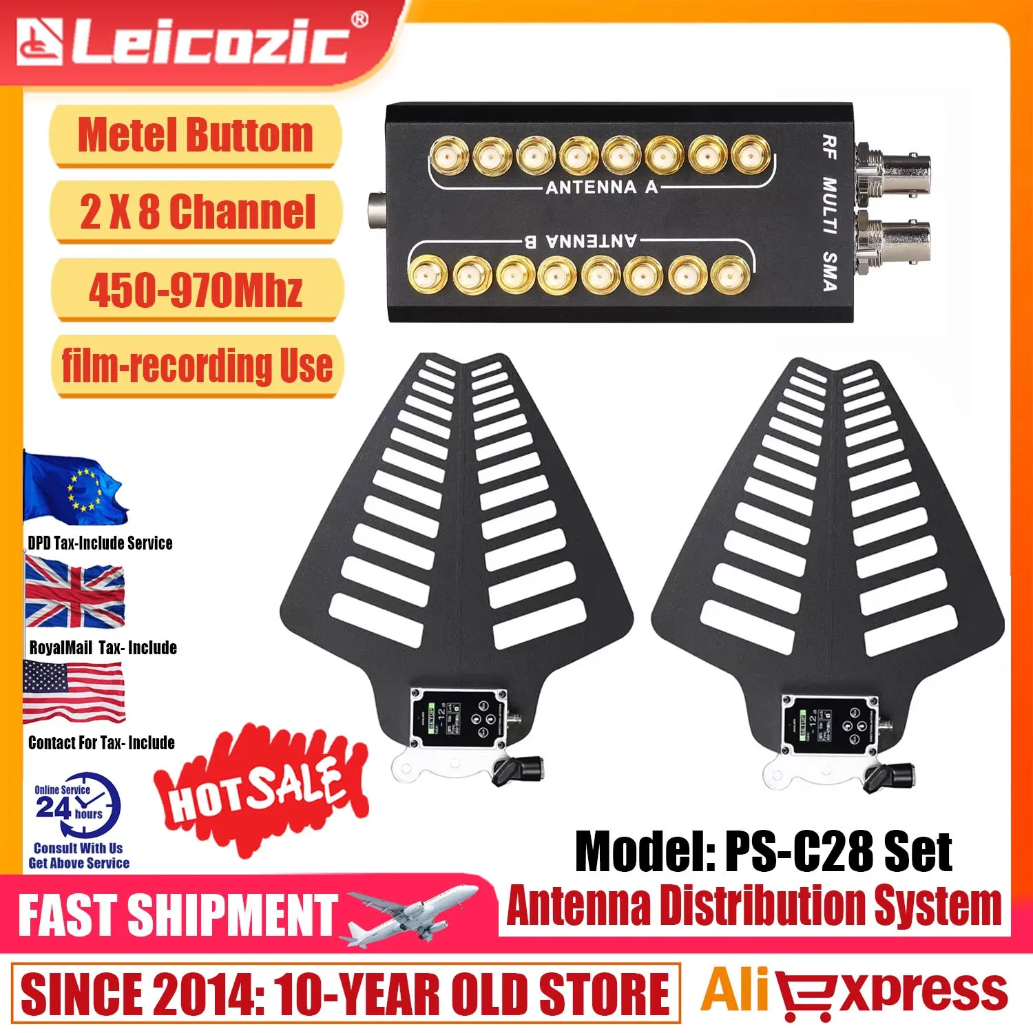 Leicozic 2x8 canais amplificador de sinal divisor pcs8 + lfa antena ativa distribuidor rf para bodypack portátil sem fio microfone