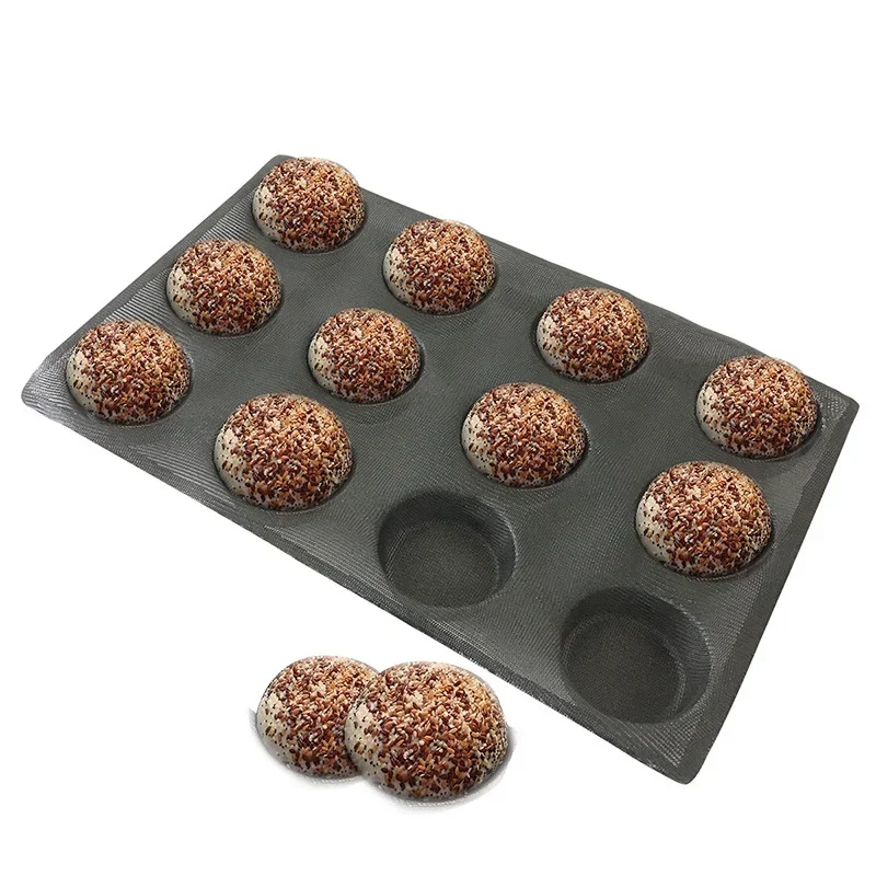 Goldbaking Silicone Bun Bread Forms Non Stick Baking Sheets Perforated Hamburger Molds Muffin Pan Tray