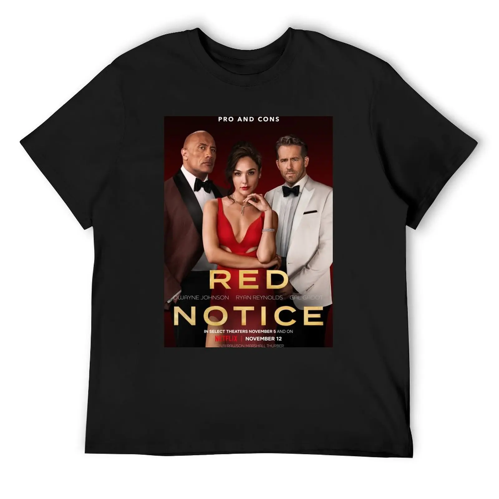 Poster Red Notice (2021) T-Shirt graphic shirts tees customizeds workout shirts for men