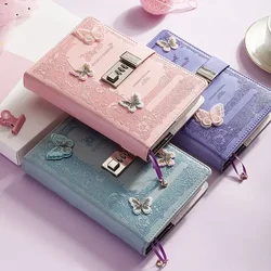 A5 Retro Password Notebook with Lock Journals Thicken Hand Ledger Handbook Student Notepad Diary Binder Stationery Gift