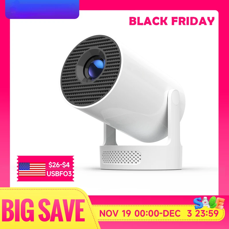Projektor przenośny 2026 HY300 Pro+ 4K Android 11, 8000WiFi 6 BT5.4, kino na świeżym powietrzu, głośnik HiFi 5W, obsługa 720P HD, obsługuje nowe modele.