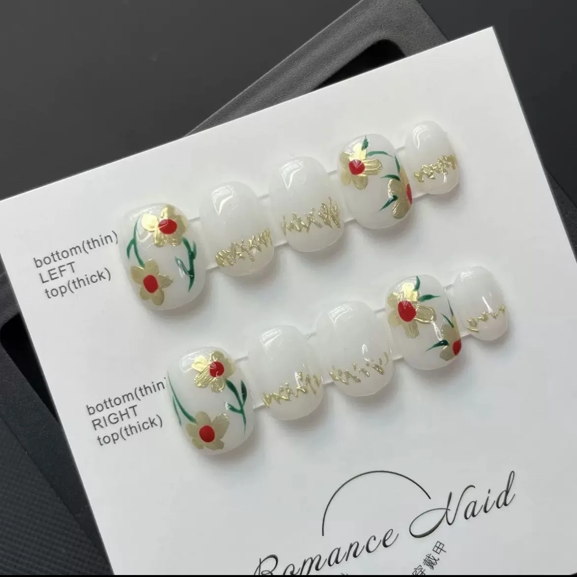 

Nails Set Press On Pure Handmade Wearable Nails Love Butterfly Fashion Fake Nails bear Black Write Blue Pink Accessories