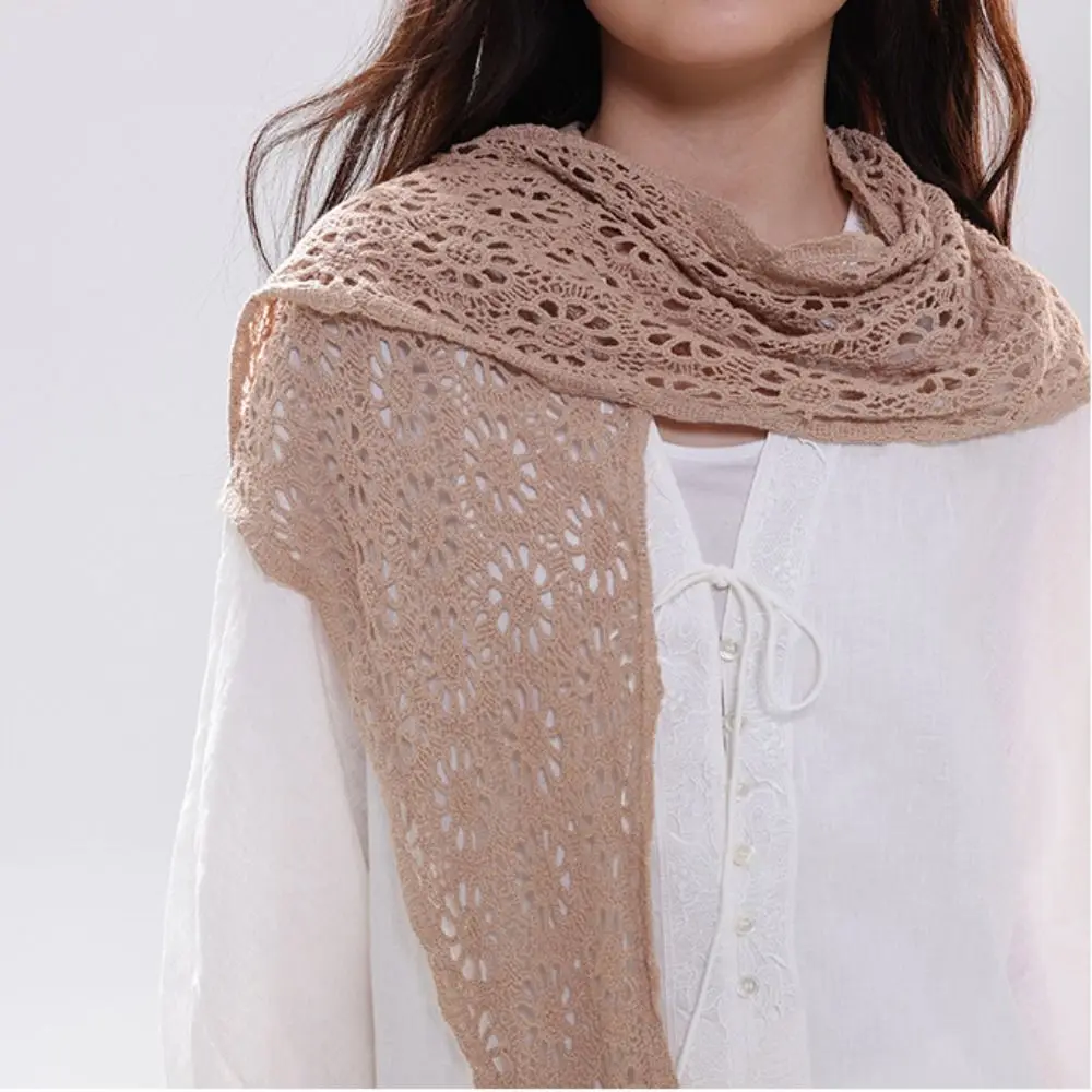 Retro Fake Collar Knitted Triangle Scarf Ethnic Style Cape Crochet Flower Scarves Cloak Korean Style Fart Curtain Female