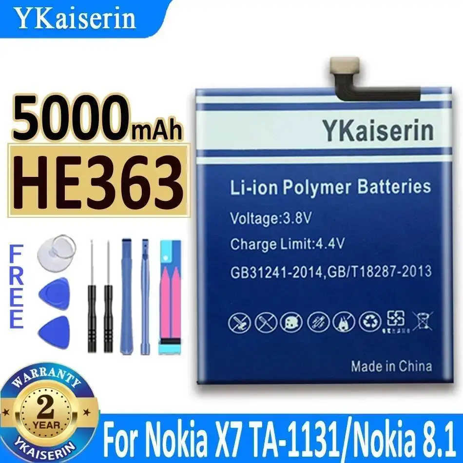 

5000Mah For Nokia 8.1 X7 TA-1131 TA-1119 TA-1128 HE363 Mobile Phone Battery Safe