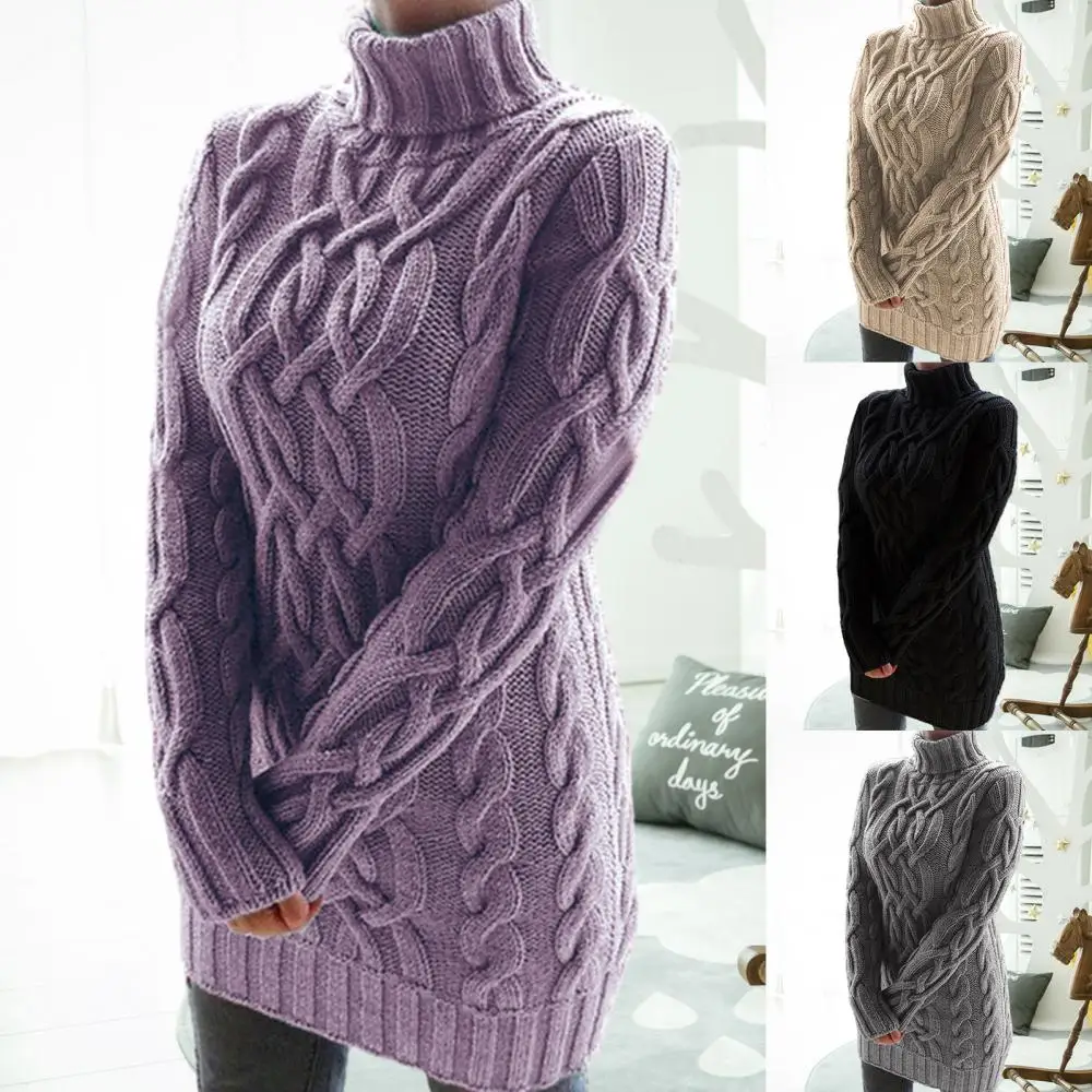 Women Oversized Sweater Loose Autumn Winter Turtleneck Elegant Knitted Warm Pullovers Fashion Solid Tops Knitwear Jumper