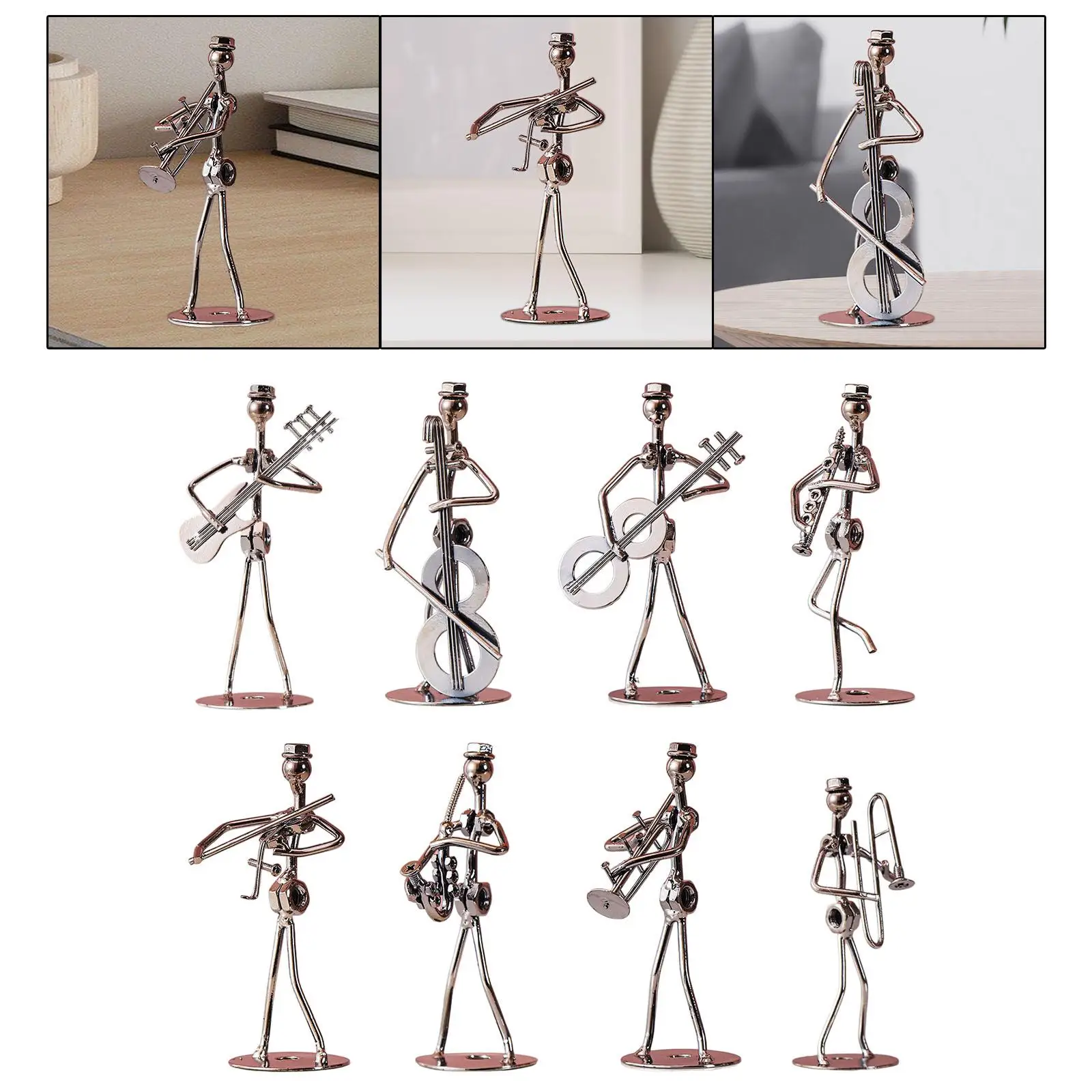 Musical Man Statue Decorative Art Figurine for Living Room Tabletop Entrance