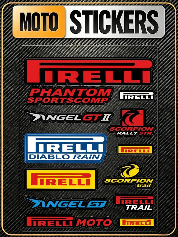 Pegatinas Reflectantes Impermeables Multiusos para PIRELLI Racing, para Autos, Motocicletas, Cascos, Refrigeradores y Vasos
