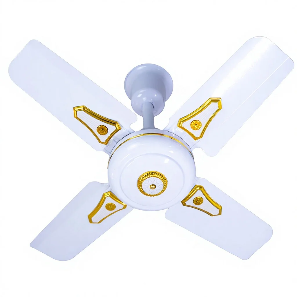 24 Inch Metal Ceiling Fan 4 Blade AC Motor Silent Air Cooling 70W 3 Speed Wall Switch for Household Hotel Outdoor Use