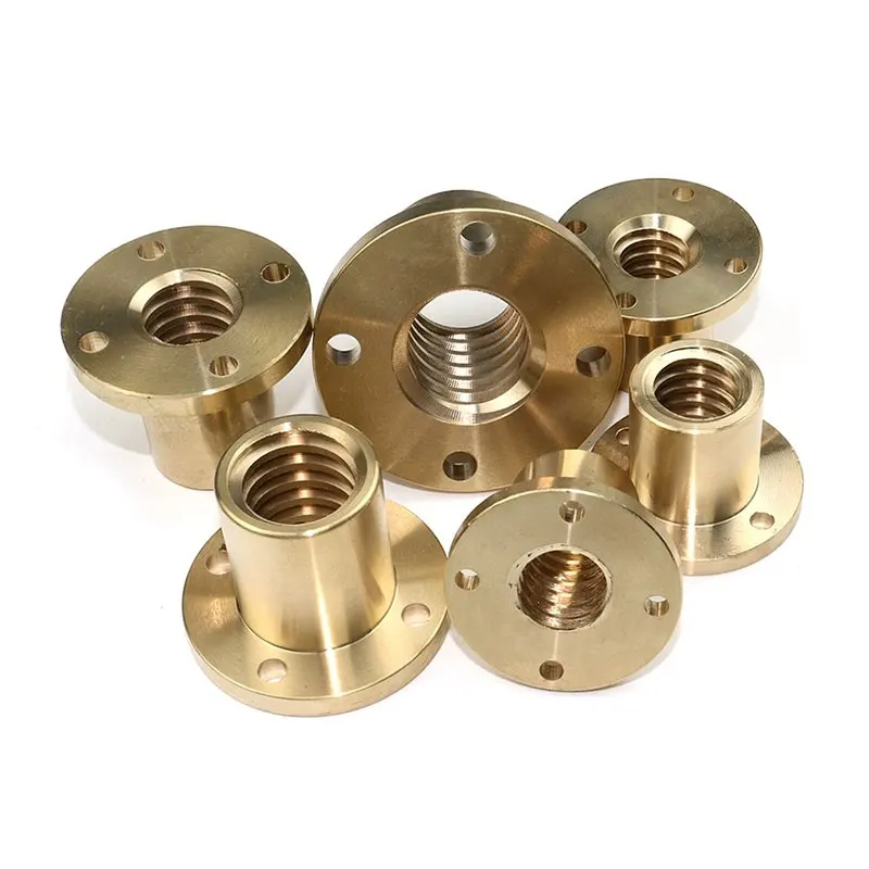 1pc Runde Kupfer Mutter Flansch Trapez Schraube Muttern T10 T12 T14 T16 T18 T20 T22 T25 T30 Für T-förmigen Schrauben CNC 3D Drucker