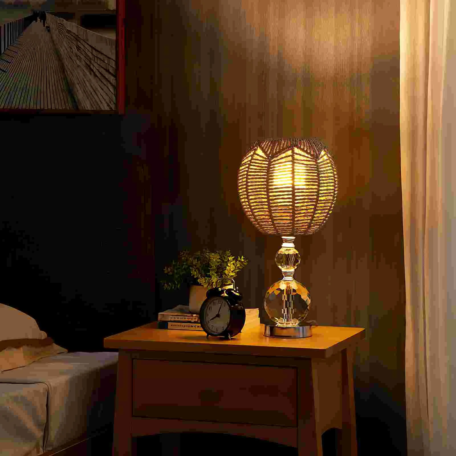 Imitation Rattan Lampshade Table Lampshades Tulips for Lights Ceiling Modern Style Vintage Screens