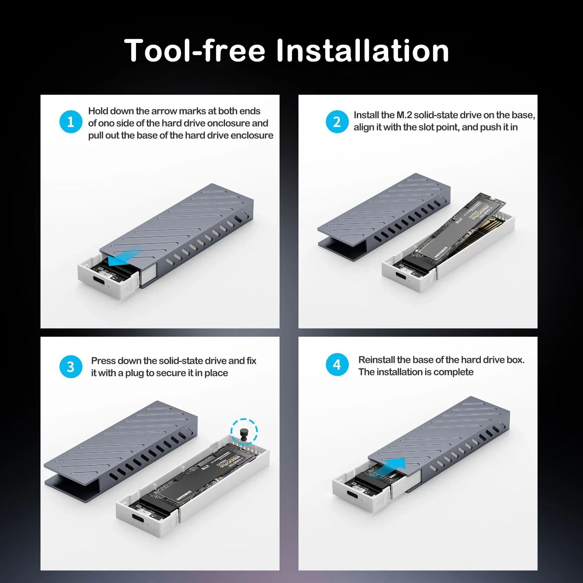 M.2 NVMe SSD エンクロージャ アルミニウム合金 10Gbps 外付けハードドライブボックス USB 3.1 RGB ソリッドステートドライブ 外付けケース PCアクセサリー ,M.2 NVMe SSD Enclosure Aluminum Alloy 10Gbps External Hard Drive Box USB 3.1 RGB Solid State Drive External Case