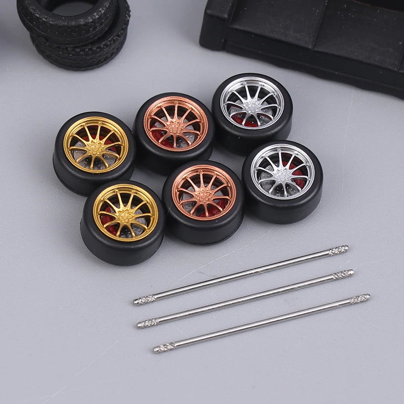 X-Scale 1/64 9.8mm Disc-Shaped Wheel with Tires Dynamic Bearings Resin Wheel Car Model Modified Wheels Refitting Parts Boys Gift