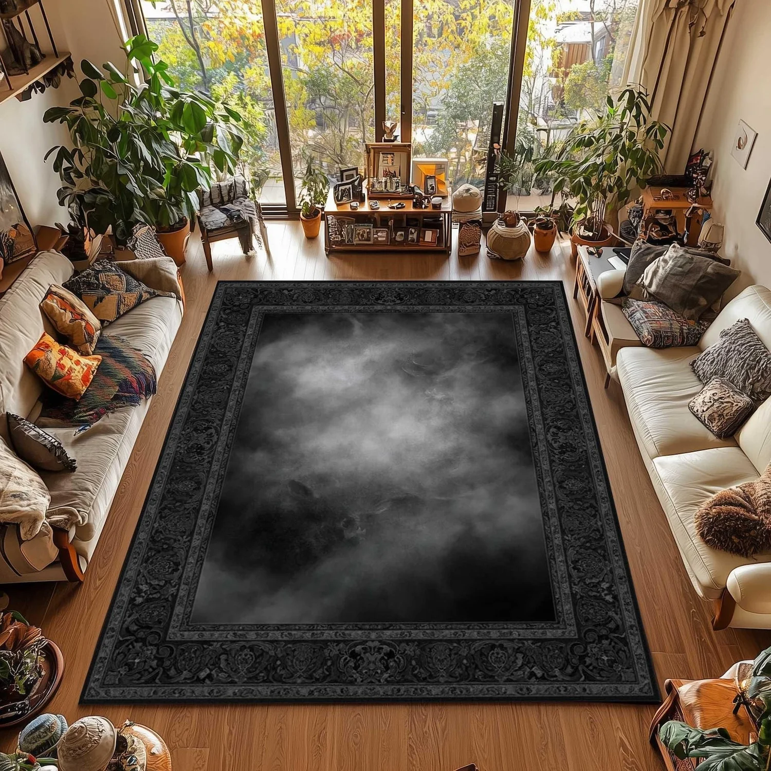 Luxury Home Textiles Usa - 고딕 스타일 카펫, 차콜 그레이 미스티