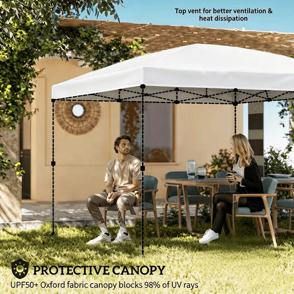 1 Piece of Hollow Frame with White Top Fabric, Suitable for Outdoor 10Ft*10Ft Stand Installation or Replacement, Stylish, Lightweight, and Easy to Carry
