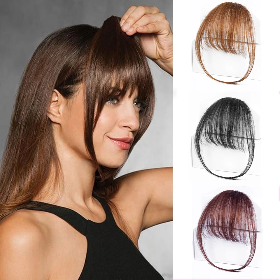 Clip In Air scoppi sottili frange finte Straigth naturale sintetico pulito capelli Bang accessori per ragazze invisibili naturali 4 colori