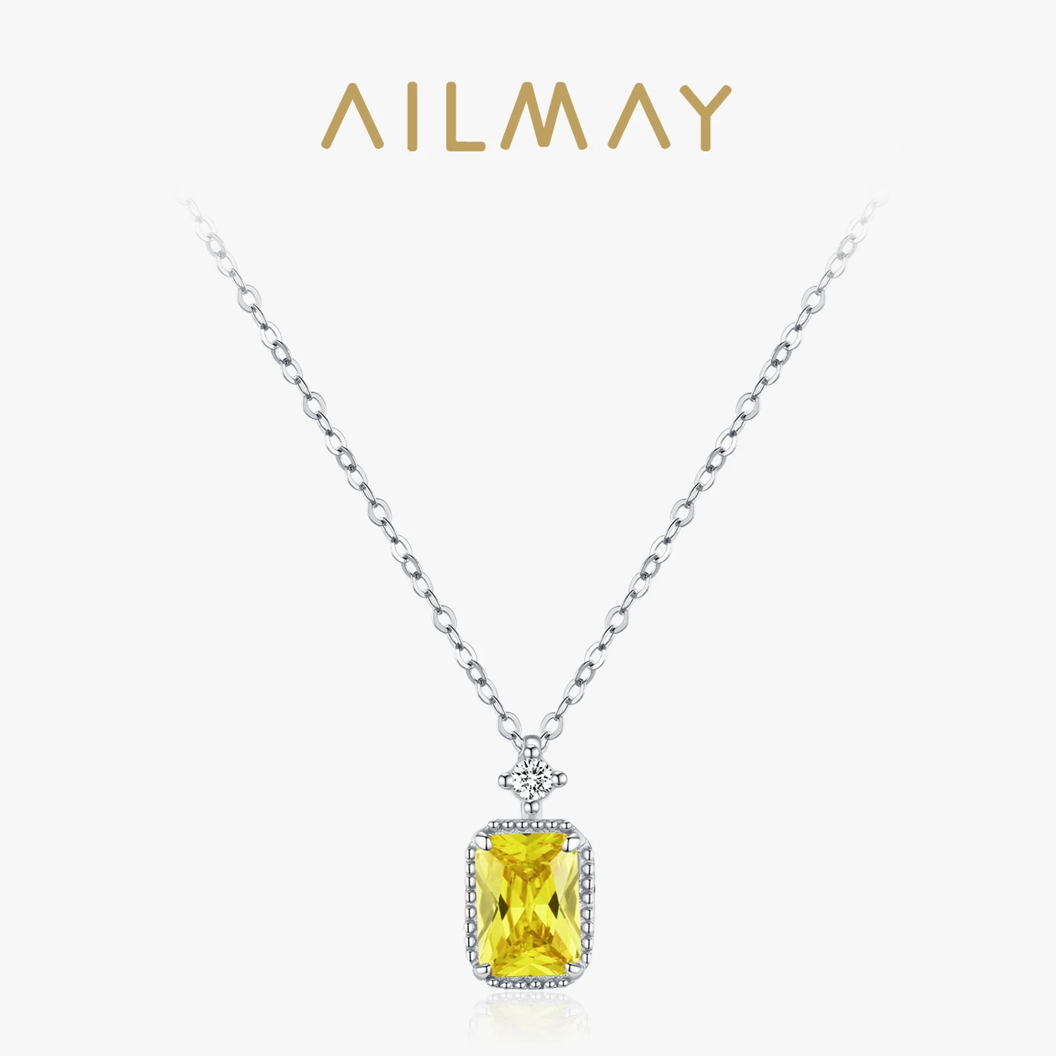 

Роскошное колье Ailmay из серебра 925 пробы с прямоугольным циркониевым кулоном в форме оливы для женщин, классическое украшение, подарок на день рождения или годовщину.