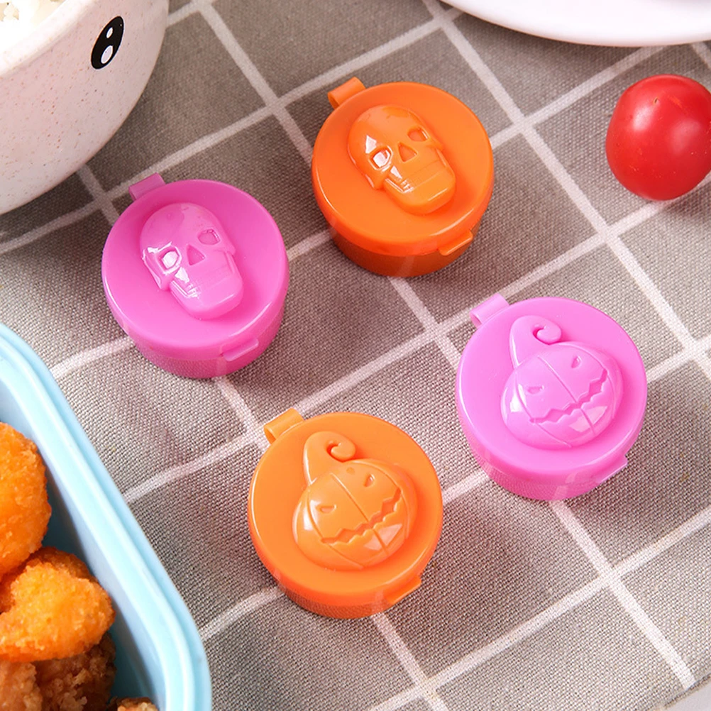 

4Pcs Halloween Mini Sauce Containers Leakproof Portable Bento Small Condiment Boxes for Salad Dressing Ketchup Soy Sauce