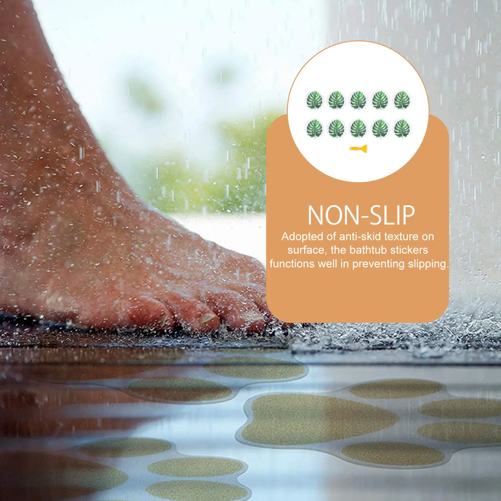 1Set Adorable Leaf Design Anti-Slip Stickers for Bathtub Shower Pool Stairs Treads Kitchen Floor Safe Peva Non-Skid Bathroom