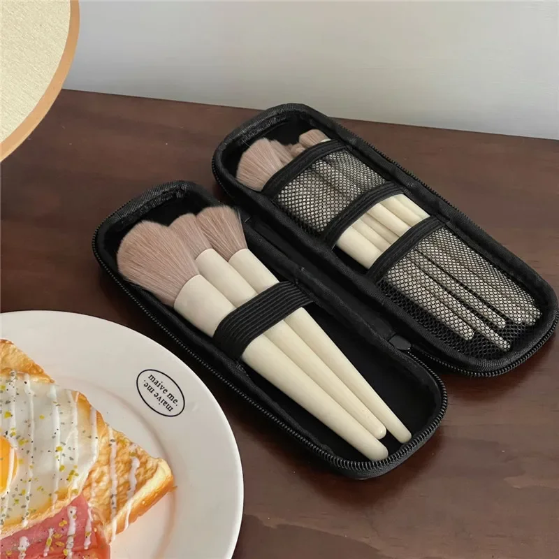 Black Cosmetic Storage Bags Waterproof Double Zipper Makeup Brushes Case Women Bag Portable Travel Brush Holder Pen case Box