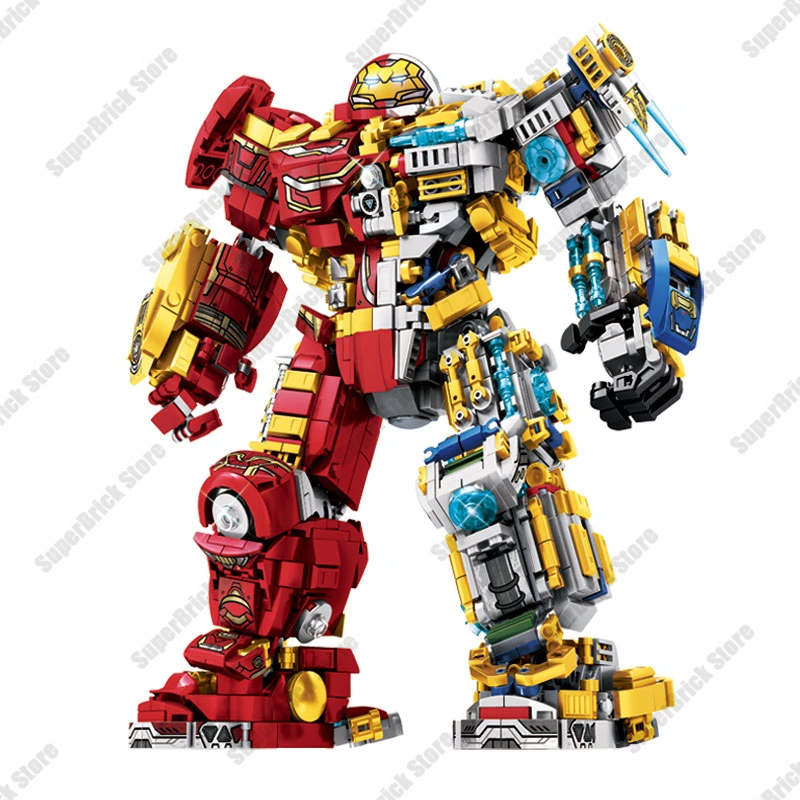 

Superhero The Avengers Lron Man Hulkbuster Mecha Translucent Marvel Movie Model Kit Building Block Set Bricks Children Toys Gift