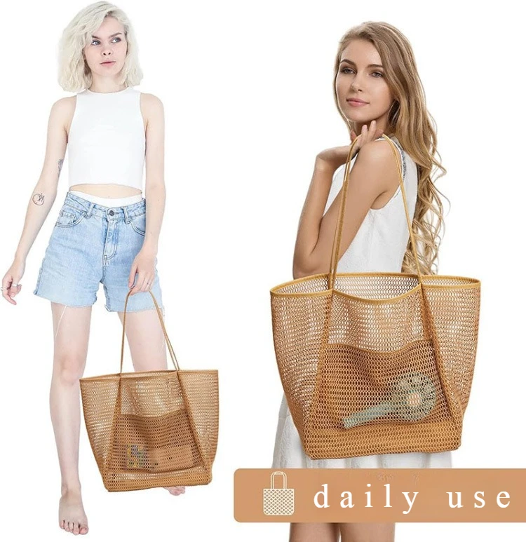 

Mesh Beach Tote bag for Womens Shoulder Handbag Causal Hobo Pool Bags travel beach swimming bowls beach bags