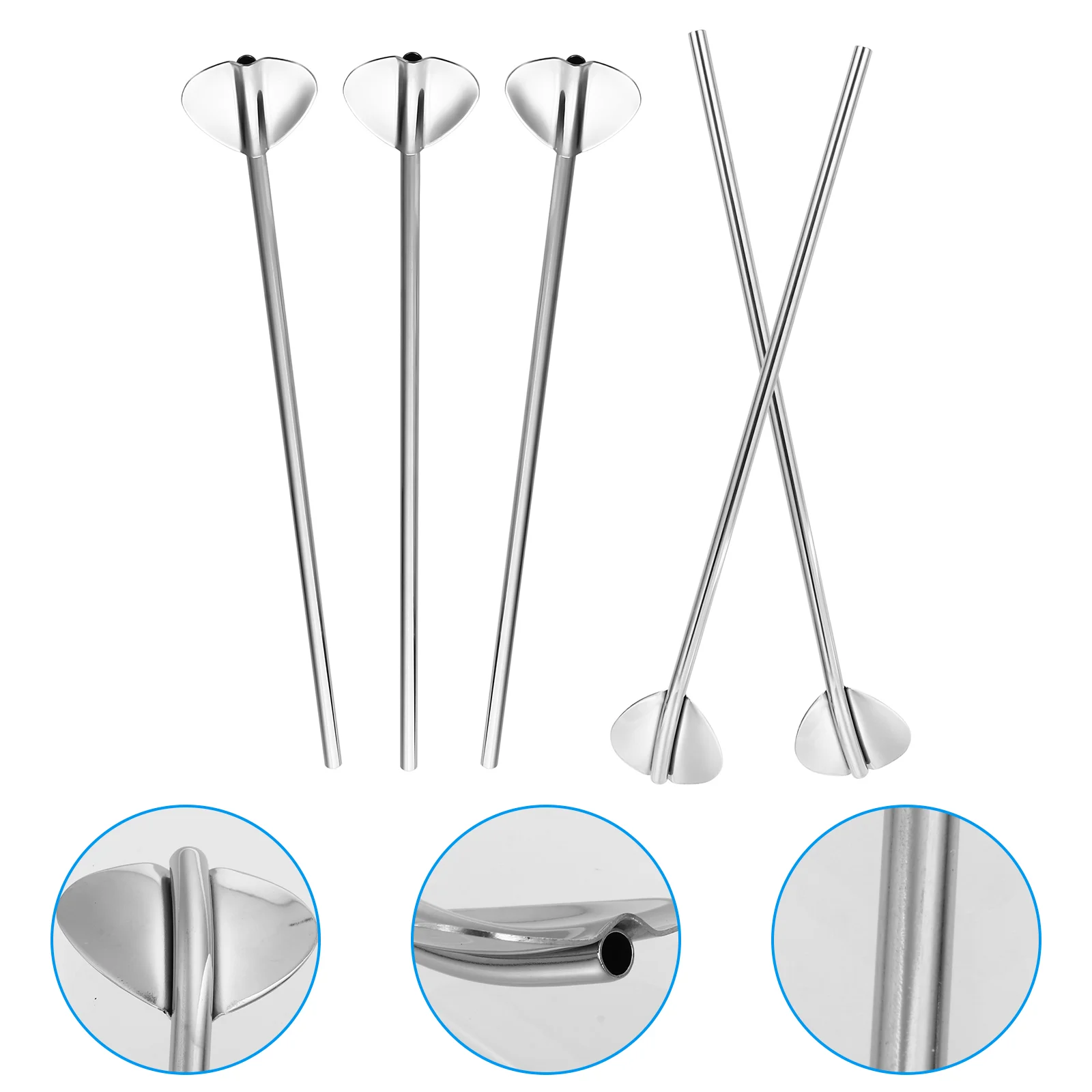 

6 Pcs Filter Straw Drinking Reusable Strainer Spoon Stainless Steel Filtering Stirring Coffee Straws